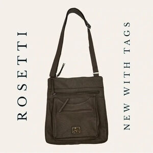 Rosetti CROSSBODY PURSE ADJUSTABLE STRAP BROWN‎ IN COLOR ZIPPER POCKETS